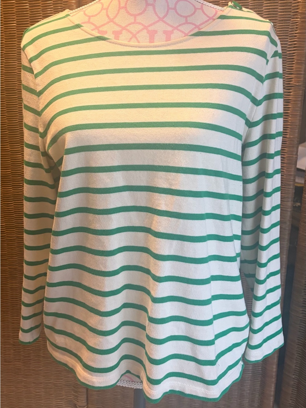 Sezane striped mariniere top. Green and ecru